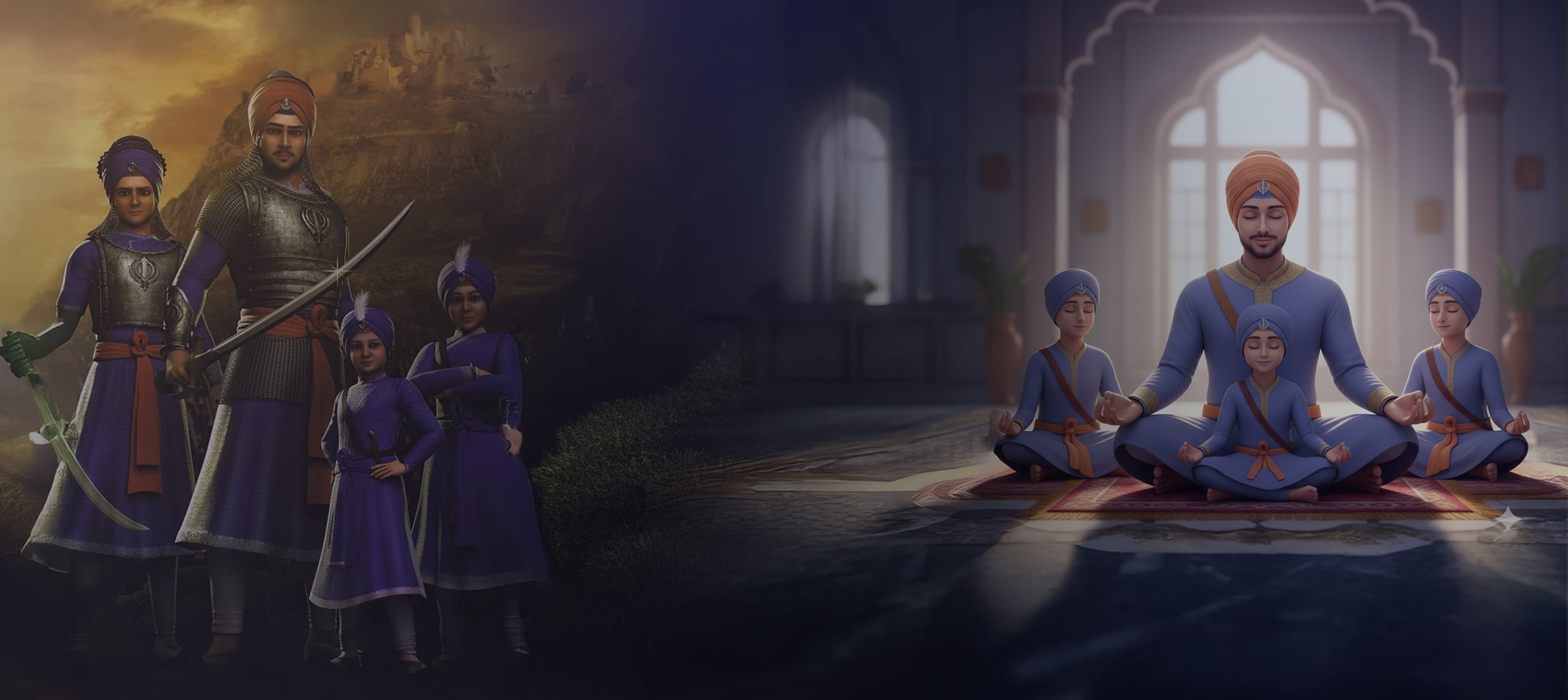 Historical background with warriors